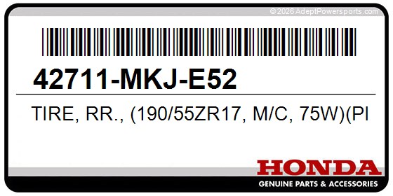 Honda 42711-MKJ-E52 Tire, Rr., (190/55Zr17, M/C, 75W)(Pirelli)