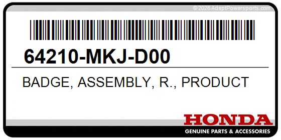 Honda 64210-MKJ-D00 Badge, Assembly, R., Product