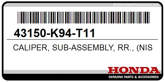 Honda 43150-K94-T11 Caliper, Sub-Assembly, Rr., (Nissin)