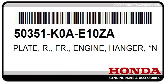 Honda 50351-K0A-E10ZA Plate, R., Fr., Engine, Hanger, *Nh303m*(Mat, Axis, Gray, Metallic)