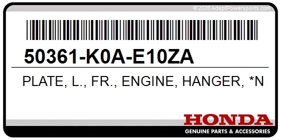 Honda 50361-K0A-E10ZA Plate, L., Fr., Engine, Hanger, *Nh303m*(Mat, Axis, Gray, Metallic)