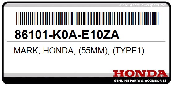 Honda 86101-K0A-E10ZA Mark, Honda, (55Mm), (Type1)