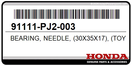 Honda 91111-PJ2-003 Bearing, Needle, (30X35x17), (Toyo)