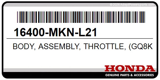 Honda 16400-MKN-L21 Body, Assembly, Throttle, (Gq8kc, A)