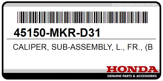 Honda 45150-MKR-D31 Caliper, Sub-Assembly, L., Fr., (Brembo)