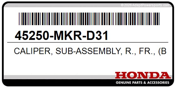 Honda 45250-MKR-D31 Caliper, Sub-Assembly, R., Fr., (Brembo)
