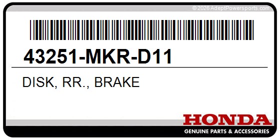 Honda 43251-MKR-D11 Disk, Rr., Brake