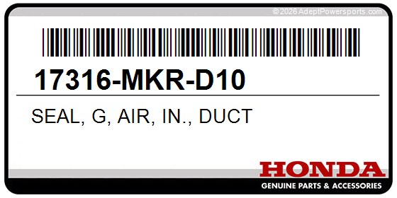 Honda 17316-MKR-D10 Seal, G, Air, In., Duct