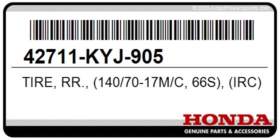 Honda 42711-KYJ-905 Tire, Rr., (140/70-17M/C, 66S), (Irc)