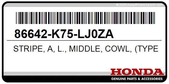 Honda 86642-K75-LJ0ZA Stripe, A, L., Middle, Cowl, (Type2)