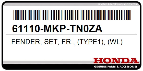 Honda 61110-MKP-TN0ZA Fender, Set, Fr., (Type1), (Wl)