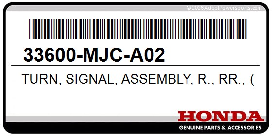 Honda 33600-MJC-A02 Turn, Signal, Assembly, R., Rr., (12V, 21W)