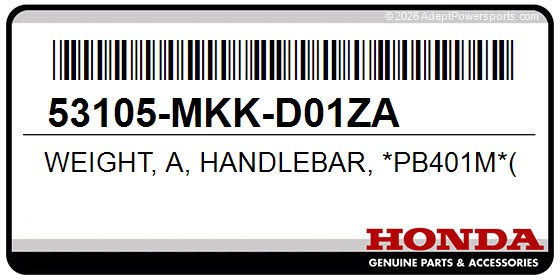 Honda 53105-MKK-D01ZA Weight, A, Handlebar, *Pb401m*(Mat, Handle, Weight, Blue, Metallic)