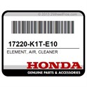 Honda 17220-K1T-E10 Element, Air, Cleaner