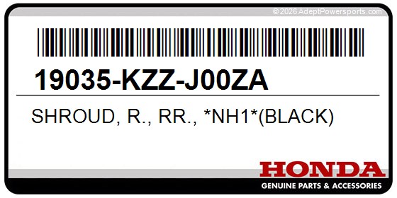 Honda 19035-KZZ-J00ZA Shroud, R., Rr., *Nh1*(Black)