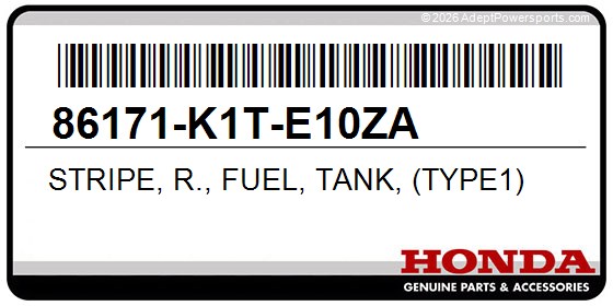 Honda 86171-K1T-E10ZA Stripe, R., Fuel, Tank, (Type1)