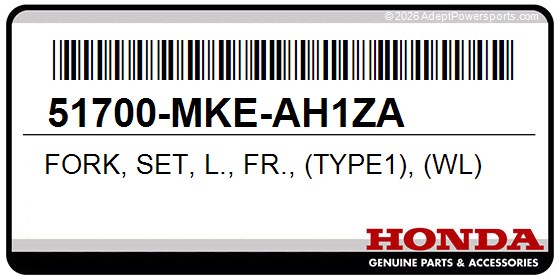 Honda 51700-MKE-AH1ZA Fork, Set, L., Fr., (Type1), (Wl)