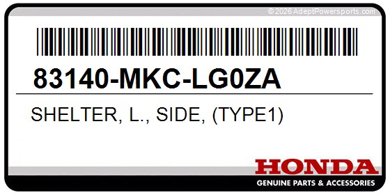 Honda 83140-MKC-LG0ZA Shelter, L., Side, (Type1)