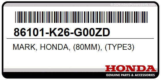 Honda 86101-K26-G00ZD Mark, Honda, (80Mm), (Type3)
