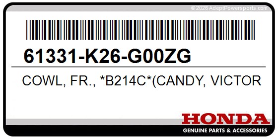 Honda 61331-K26-G00ZG Cowl, Fr., *B214c*(Candy, Victory, Blue)