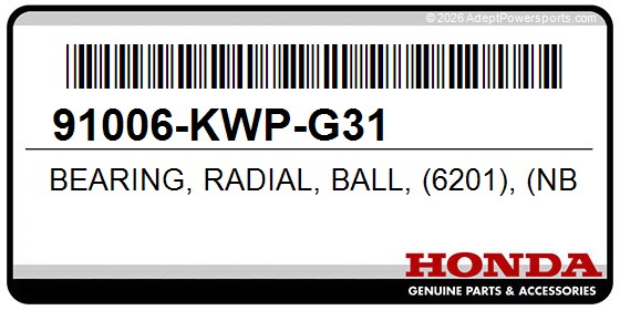 Honda 91006-KWP-G31 Bearing, Radial, Ball, (6201), (Nbc)