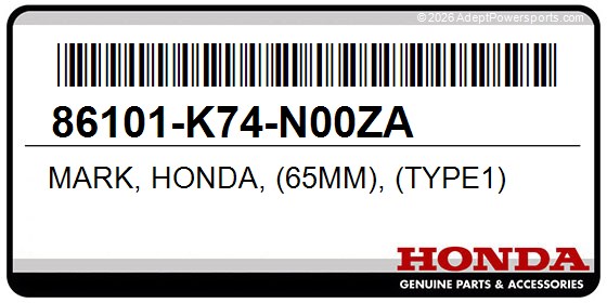Honda 86101-K74-N00ZA Mark, Honda, (65Mm), (Type1)