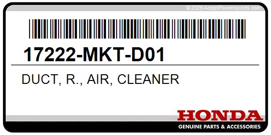 Honda 17222-MKT-D01 Duct, R., Air, Cleaner