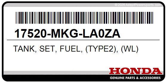 Honda 17520-MKG-LA0ZA Tank, Set, Fuel, (Type2), (Wl)