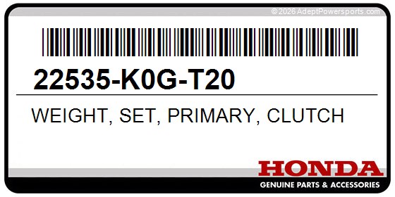 Honda 22535-K0G-T20 Weight, Set, Primary, Clutch