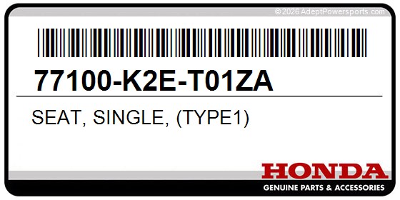 Honda 77100-K2E-T01ZA Seat, Single, (Type1)