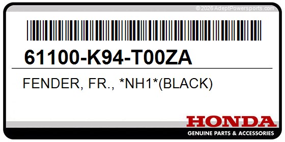 Honda 61100-K94-T00ZA Fender, Fr., *Nh1*(Black)