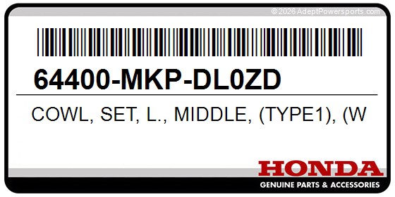 Honda 64400-MKP-DL0ZD Cowl, Set, L., Middle, (Type1), (Wl)