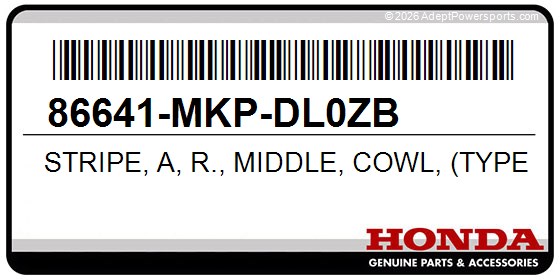 Honda 86641-MKP-DL0ZB Stripe, A, R., Middle, Cowl, (Type1)