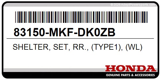 Honda 83150-MKF-DK0ZB Shelter, Set, Rr., (Type1), (Wl)