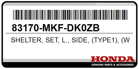 Honda 83170-MKF-DK0ZB Shelter, Set, L., Side, (Type1), (Wl)
