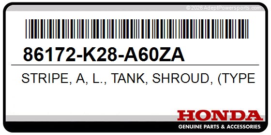 Honda 86172-K28-A60ZA Stripe, A, L., Tank, Shroud, (Type1)