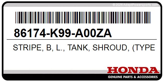 Honda 86174-K99-A00ZA Stripe, B, L., Tank, Shroud, (Type1)