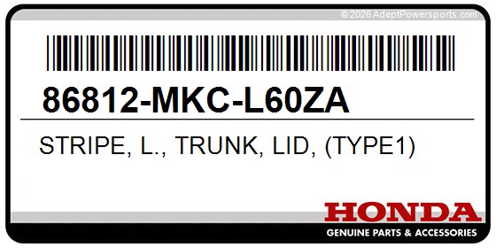 Honda 86812-MKC-L60ZA Stripe, L., Trunk, Lid, (Type1)
