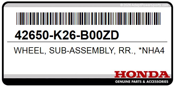 Honda 42650-K26-B00ZD Wheel, Sub-Assembly, Rr., *Nha40m*(Mat, Krypton, Silver, Metallic)