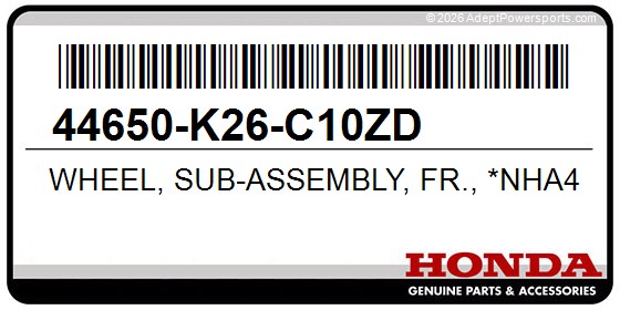 Honda 44650-K26-C10ZD Wheel, Sub-Assembly, Fr., *Nha40m*(Mat, Krypton, Silver, Metallic)