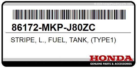 Honda 86172-MKP-J80ZC Stripe, L., Fuel, Tank, (Type1)