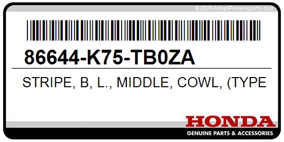 Honda 86644-K75-TB0ZA Stripe, B, L., Middle, Cowl, (Type3)