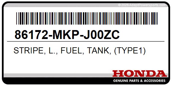 Honda 86172-MKP-J00ZC Stripe, L., Fuel, Tank, (Type1)