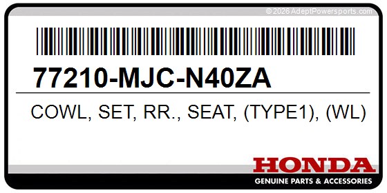 Honda 77210-MJC-N40ZA Cowl, Set, Rr., Seat, (Type1), (Wl)