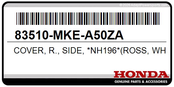 Honda 83510-MKE-A50ZA Cover, R., Side, *Nh196*(Ross, White)