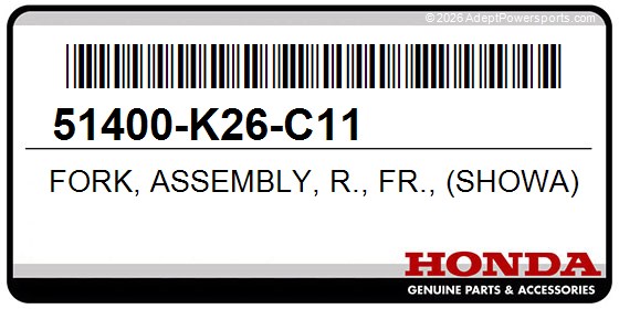 Honda 51400-K26-C11 Fork, Assembly, R., Fr., (Showa)