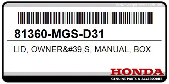 Honda 81360-MGS-D31 Lid, Owner'S, Manual, Box