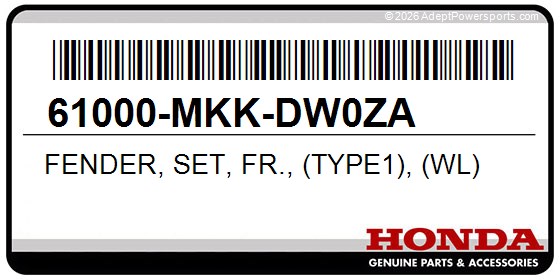 Honda 61000-MKK-DW0ZA Fender, Set, Fr., (Type1), (Wl)