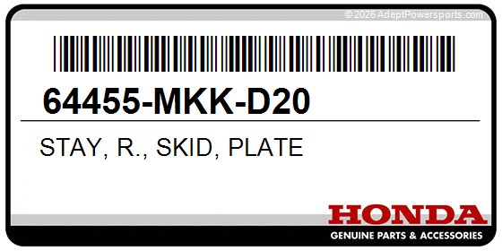 Honda 64455-MKK-D20 Stay, R., Skid, Plate