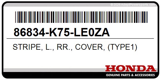 Honda 86834-K75-LE0ZA Stripe, L., Rr., Cover, (Type1)